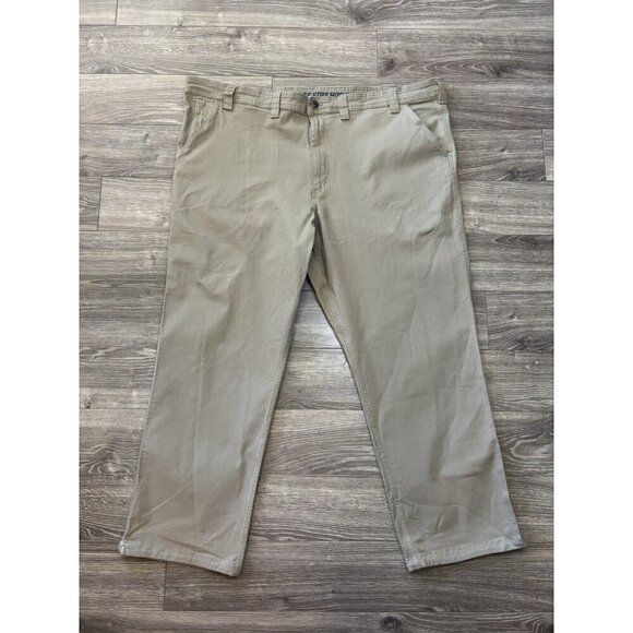 Duluth Trading Co Jeans Mens 46x32 Relaxed Flex Fire Hose Beige Canvas Utility - Picture 1 of 16